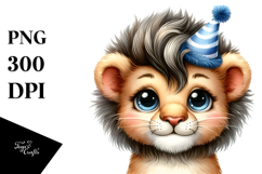 Cool Lion with Party Hat PNG Product Image 1