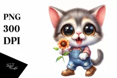 Baby Cat Big Eyes Jeans Clipart Product Image 3