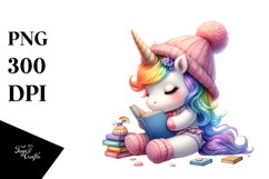 Baby Unicorn Reading in Style | Sublimation | Clipart Product Image 3