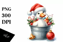 Cute Goose with Santa Hat PNG Product Image 1