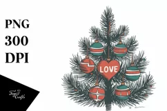 Retro Love Christmas Illustration Png Product Image 5