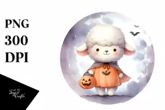 Cute Baby Lamb on Moon, Transparent PNG Product Image 1
