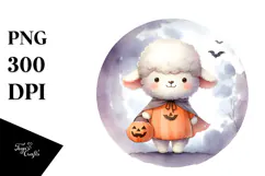 Cute Baby Lamb on Moon, Transparent PNG Product Image 1
