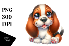 Happy Baby Basset Hound Cartoon PNG Product Image 1
