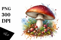 Detailed Mushroom Watercolor Splash PNG Product Image 1