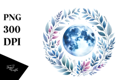 Wimsical Moon with Foliage | Clipart Product Image 1