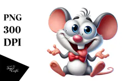 Goofy Cartoon Mouse with Bow Tie PNG Product Image 1