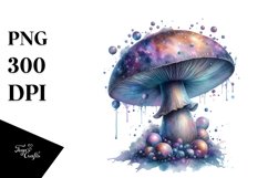 Detailed Pastel Mushroom with Celestial Theme Watercolor PNG Product Image 3