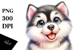 Cute Siberian Husky, PNG Product Image 1