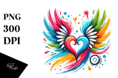 Simple Heart with Wings PNG Product Image 1