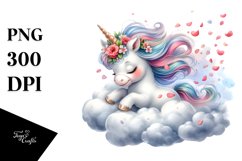 Cute Baby Unicorn Tumbling with Spring Petals in the Wind | Product Image 1