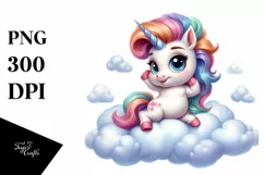 Cute Baby Unicorn Posing as Johny Bravo from a Lofty Cloud | Product Image 3
