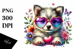 puppy with Heart Shaped Sunglasses PNG Product Image 1