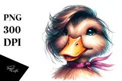 Vibrant Cute Duck Portrait Diva Watercolor Product Image 3