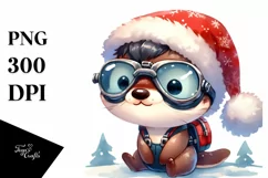 Cool Otter in Santa Hat, Transparent PNG Product Image 3