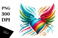 Colorful Heart with Wings and Crown, Transparent PNG Product Image 1