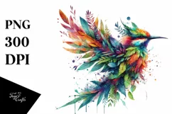 Vibrant Bird with Plant Leaves PNG Product Image 1