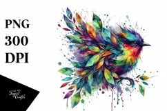 Vibrant Bird with Plant Leaves PNG Product Image 3