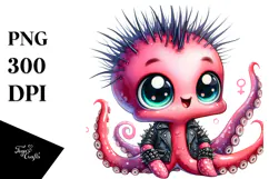 aCute Energetic Punk Monkey with Big Eyes, PNG Product Image 1