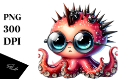 aCute Energetic Punk Monkey with Big Eyes, PNG Product Image 1