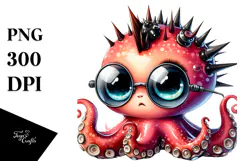 aCute Energetic Punk Monkey with Big Eyes, PNG Product Image 1