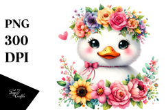 Duck with Flower Crown Clipart Product Image 1