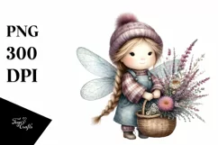 Cute Boho Baby Dragonfly Basket Flowers Clipart Product Image 3