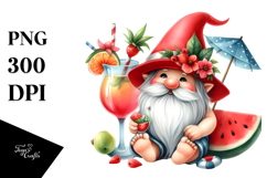 Cute Gnome Drinking Cocktail PNG Product Image 1