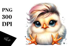 Cute Baby Chicken with Cool Haircut, Transparent PNG Product Image 1
