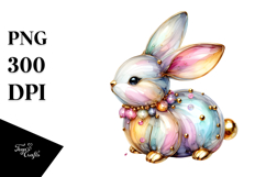 Colorful Wood Bunny on Splashy Background PNG Product Image 1