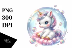 Cute Baby Unicorn in a Bubble | Clipart Product Image 3