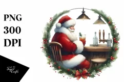 Vintage Santa In Bar PNG Product Image 1