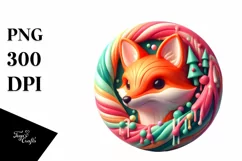 Colorful 3D Fox with Christmas Candy PNG Product Image 1
