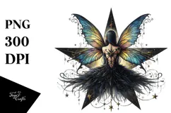 Mysterious Gothic Fairy on Star, PNG Product Image 1