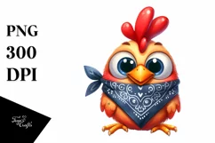 Watercolor Happy Hen Chick Bandana Clipart Product Image 3