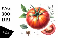 Watercolor Tomato Vegetable Red Sticker Clipart Product Image 3