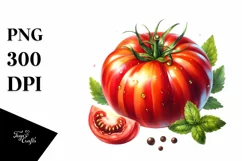 Watercolor Tomato Vegetable Red Sticker Clipart Product Image 1