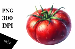 Watercolor Tomato Vegetable Red Sticker Clipart Product Image 1