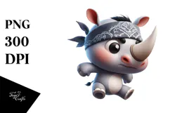 Trending Silly Cartoon Rhino PNG Product Image 1