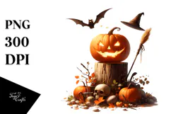 Digital Painting with Jack-o'-lantern, Halloween PNG Product Image 1
