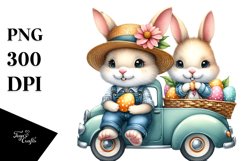 Goofy Bunny with Straw Hat PNG Product Image 1