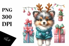 Expressive Baby Shetland Sheepdog, Pastel PNG Product Image 1