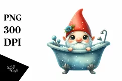 Cute Watercolor GNOME in Bath Tub | Clipart Product Image 3