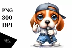 Watercolor Baby Beagle Hip Hop Singer Product Image 3
