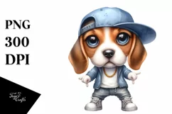 Watercolor Baby Beagle Hip Hop Singer Product Image 1