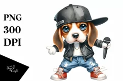 Watercolor Baby Beagle Hip Hop Singer Product Image 3