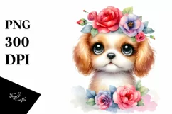 Cute Baby Dog Watercolor PNG Product Image 1