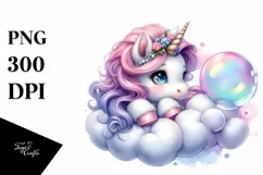 Cute Baby Unicorn Posing as a Dancer with Balloons | Clipart Product Image 3
