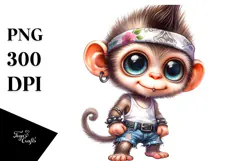 Colorful Baby Monkey, Trendy PNG Product Image 1