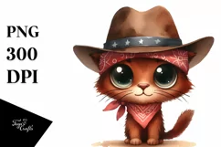 Watercolor Cat with Hat | Shy Eyes | Goofy Smile Product Image 3